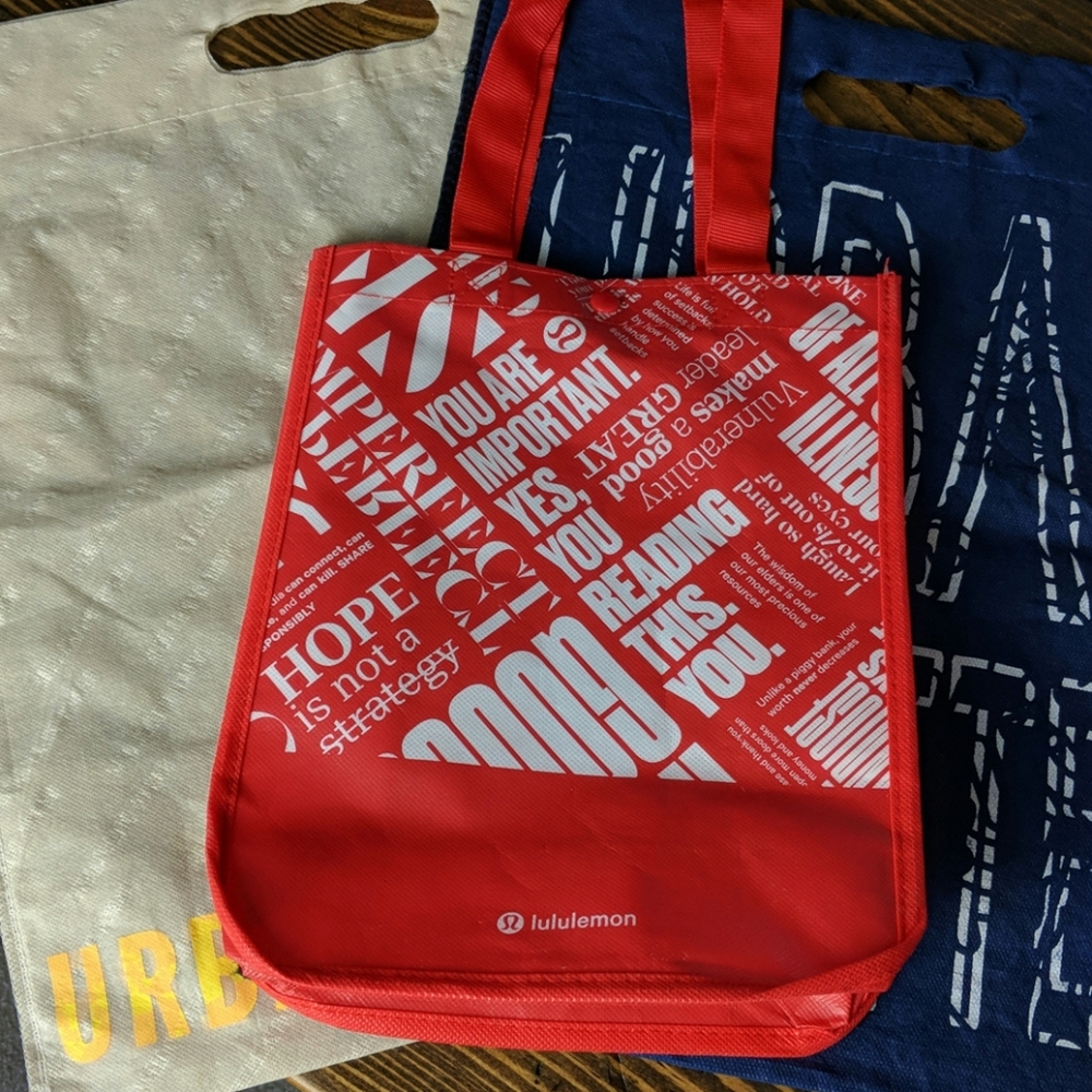Lululemon and Urban Outfitters Shopping Totes